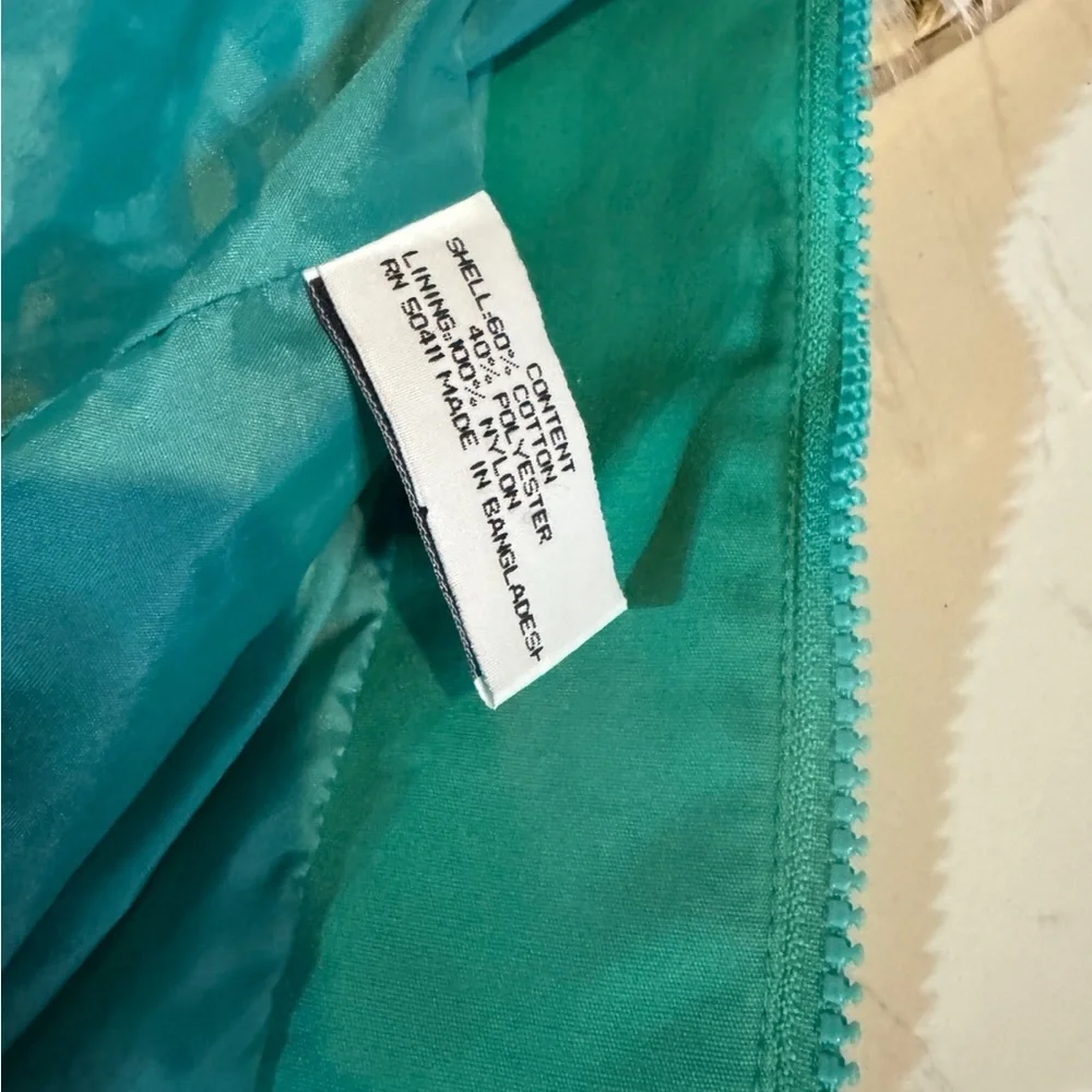 Vintage Fleet Street Teal Oversized Windbreaker Jacket Retro 90s Chic Size 10